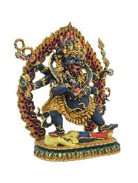 [mahakala Six Arms], Buddhist Miniature Statue, [thangka Color Finishing]