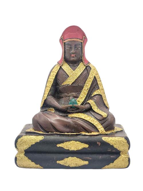 This 10cm tall Gampopa, Buddhist Miniature Statue, Chocolate Oxidized (Product Code: HMS35768) weighs 0.37kg and is available at an offer price of US$40.