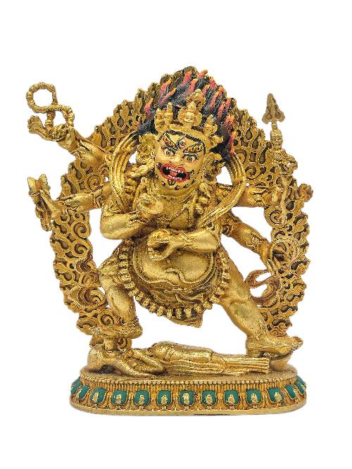 This 12cm tall Black Jambhala, Buddhist Miniature Statue, Full Gold Plated, Face Painted (Product Code: HMS35771) weighs 0.41kg and is available at an offer price of US$40.
