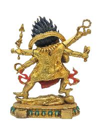[black Jambhala], Buddhist Miniature Statue, [full Gold Plated], [face Painted]