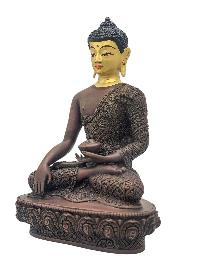 [shakyamuni Buddha], Buddhist Miniature Statue, [chocolate Oxidized], [face Painted]