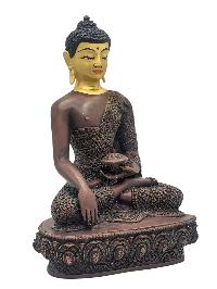 [shakyamuni Buddha], Buddhist Miniature Statue, [chocolate Oxidized], [face Painted]
