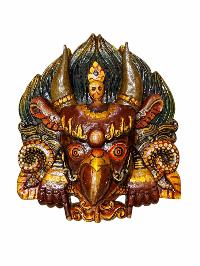 Buddhist Wooden Mask Of [garuda], Tibetan Style Wtih [traditional Colors], Poplar Wood