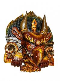 Buddhist Wooden Mask Of [garuda], Tibetan Style Wtih [traditional Colors], Poplar Wood