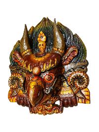 Buddhist Wooden Mask Of [garuda], Tibetan Style Wtih [traditional Colors], Poplar Wood