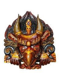 Buddhist Wooden Mask Of [garuda], Tibetan Style Wtih [traditional Colors], Poplar Wood