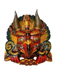 Buddhist Wooden Mask Of [garuda], Tibetan Style Wtih [traditional Colors], Poplar Wood