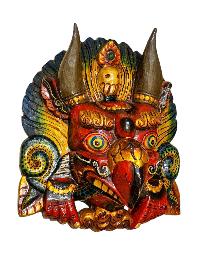 Buddhist Wooden Mask Of [garuda], Tibetan Style Wtih [traditional Colors], Poplar Wood