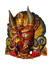 Buddhist Wooden Mask Of [garuda], Tibetan Style Wtih [traditional Colors], Poplar Wood