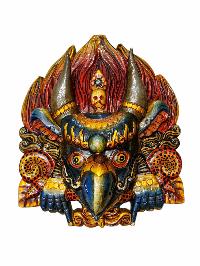 Buddhist Wooden Mask Of [garuda], Tibetan Style Wtih [traditional Colors], Poplar Wood