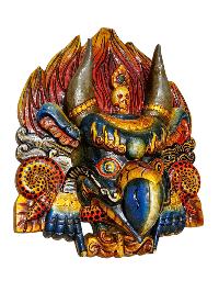 Buddhist Wooden Mask Of [garuda], Tibetan Style Wtih [traditional Colors], Poplar Wood