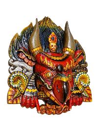 Buddhist Wooden Mask Of [garuda], Tibetan Style Wtih [traditional Colors], Poplar Wood