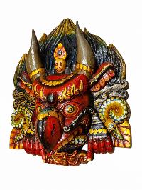 Buddhist Wooden Mask Of [garuda], Tibetan Style Wtih [traditional Colors], Poplar Wood