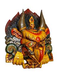 Buddhist Wooden Mask Of [garuda], Tibetan Style Wtih [traditional Colors], Poplar Wood