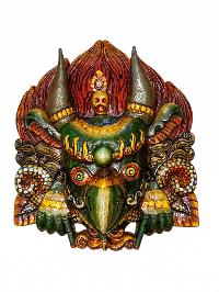Buddhist Wooden Mask Of [garuda], Tibetan Style Wtih [traditional Colors], Poplar Wood