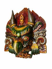 Buddhist Wooden Mask Of [garuda], Tibetan Style Wtih [traditional Colors], Poplar Wood