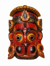 Buddhist Wooden Mask Of [hanuman], Tibetan Style Wtih [traditional Colors], Poplar Wood