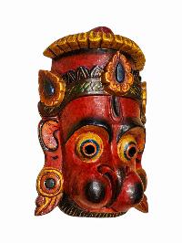 Buddhist Wooden Mask Of [hanuman], Tibetan Style Wtih [traditional Colors], Poplar Wood