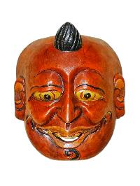 Buddhist Wooden Mask Of [joker], Tibetan Style Wtih [traditional Colors], Poplar Wood