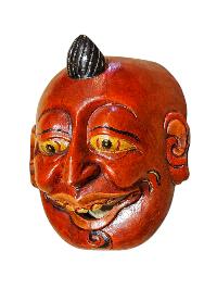 Buddhist Wooden Mask Of [joker], Tibetan Style Wtih [traditional Colors], Poplar Wood