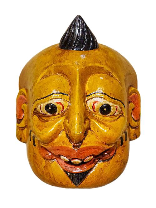 Buddhist Wooden Mask Of [joker], Tibetan Style Wtih [traditional Colors], Poplar Wood