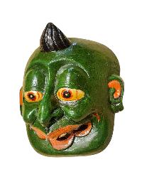 Buddhist Wooden Mask Of [joker], Tibetan Style Wtih [traditional Colors], Poplar Wood