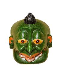 Buddhist Wooden Mask Of [joker], Tibetan Style Wtih [traditional Colors], Poplar Wood