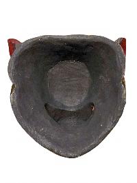 Buddhist Wooden Mask Of [snow Lion], Tibetan Style Wtih [traditional Colors], Poplar Wood