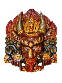 Buddhist Wooden Mask Of [garuda], Tibetan Style Wtih [traditional Colors], Poplar Wood