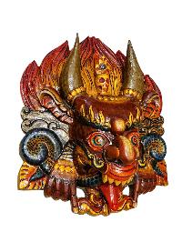 Buddhist Wooden Mask Of [garuda], Tibetan Style Wtih [traditional Colors], Poplar Wood