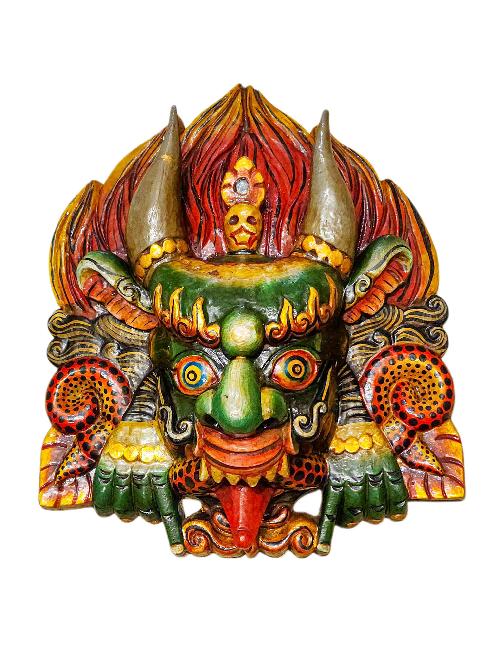 Buddhist Wooden Mask Of [garuda], Tibetan Style Wtih [traditional Colors], Poplar Wood