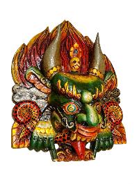 Buddhist Wooden Mask Of [garuda], Tibetan Style Wtih [traditional Colors], Poplar Wood