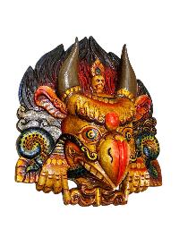 Buddhist Wooden Mask Of [garuda], Tibetan Style Wtih [traditional Colors], Poplar Wood