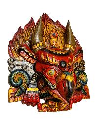 Buddhist Wooden Mask Of [garuda], Tibetan Style Wtih [traditional Colors], Poplar Wood