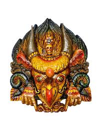 Buddhist Wooden Mask Of [garuda], Tibetan Style Wtih [traditional Colors], Poplar Wood