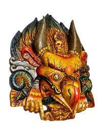 Buddhist Wooden Mask Of [garuda], Tibetan Style Wtih [traditional Colors], Poplar Wood