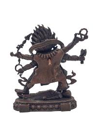 [six Arm Mahakala Black Cloak], Buddhist Miniature Statue, [chocolate Oxidized]