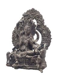 [banglamukhi], Buddhist Miniature Statue, [chocolate Oxidized]