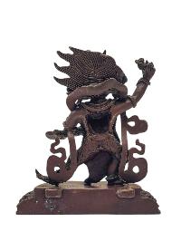 [vajrapani], Buddhist Miniature Statue, [chocolate Oxidized]