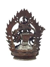 [manjushri], Buddhist Miniature Statue, [silver And Chocolate Oxidized]