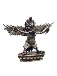 [garuda], Buddhist Miniature Statue, [silver And Chocolate Oxidized]