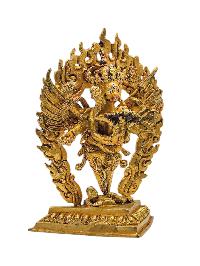 [vajrakilaya Shakti], Buddhist Miniature Statue, [full Gold Plated], [face Painted]