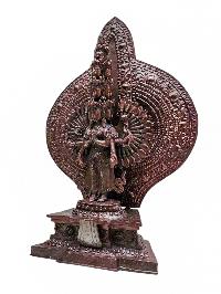 [1000] Thousand Arms [sahasrabhuja Avalokitesvara], Buddhist Handmade Statue, [chocolate Oxidized]