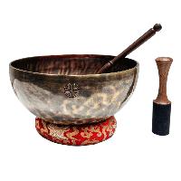 [full Moon Bowl], Moon Carved, Buddhist Hand Beaten, Antique Finishing, [select Accessories]