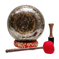 [full Moon Bowl], Moon Carved, Buddhist Hand Beaten, Antique Finishing, [select Accessories]