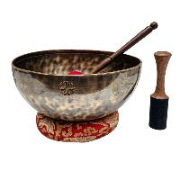 [full Moon Bowl], Moon Carved, Buddhist Hand Beaten, Antique Finishing, [select Accessories]