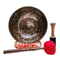 [full Moon Bowl], Moon Carved, Buddhist Hand Beaten, Antique Finishing, [select Accessories]