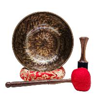 [full Moon Bowl], Moon Carved, Buddhist Hand Beaten, Antique Finishing, [select Accessories]