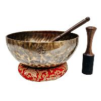 [full Moon Bowl], Moon Carved, Buddhist Hand Beaten, Antique Finishing, [select Accessories]