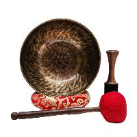 [full Moon Bowl], Moon Carved, Buddhist Hand Beaten, Antique Finishing, [select Accessories]